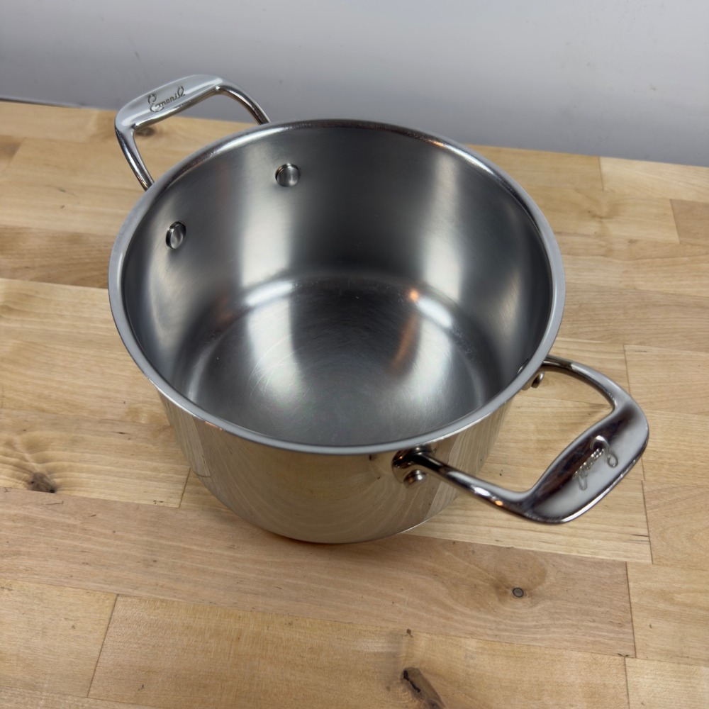Emeril Lagasse 3 Qt Stainless Steel Saucepan Pot Dual Riveted Handles Silver